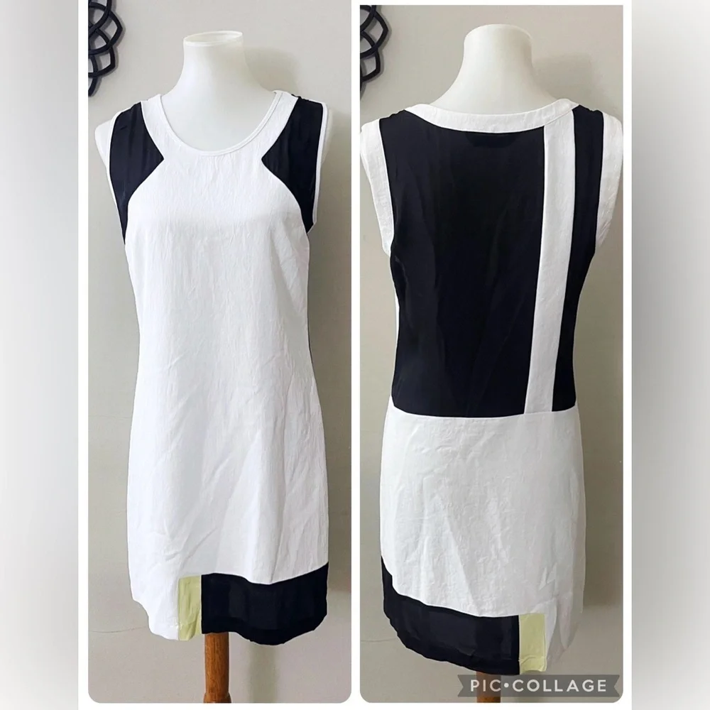 Waverly Grey Black and White Contrast Mini Dress Colorblock Chic Workwear - Picture 2 of 9